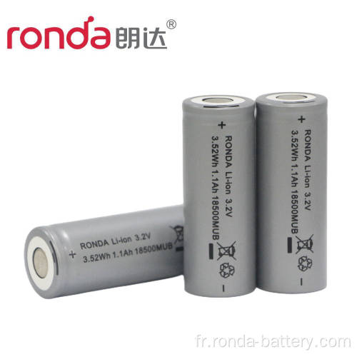 IFR18500-1100mAh 3,2 V Batterie cylindrique LIFEPO4